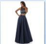 backlackgirl Real Picture Satin A Line Scoop Neck Long Prom Dresses 2018 Back Zipper Appliques Beading Floor Length Prom Dresses
