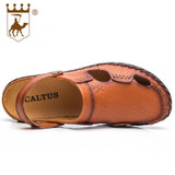 BACKCAMEL Summer Sandals High-end Leather Slippers Outdoor Walking Casual Beach Men Handmade Genuine Leather Shoes Soft Bottom
