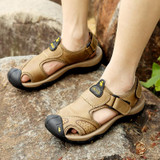 BACKCAMEL Summer Genuine Leather Men Sandals Water Beach Shoes Upstream Aqua Sandals Shoes Casual Leather Sandals Plus Size 46