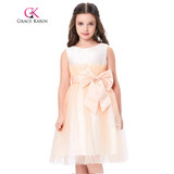 Grace Karin First Communion Dresses For Girls Light Orange Sleeveless Kids Flower Girls Dresses Princess Wedding Pageant Dress