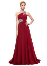 Grace Karin Evening Dresses Long One Shoulder Floor Length Chiffon Formal Prom Dress Gowns Robe de Soiree Longue 2018