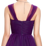 Grace Karin Evening Dress Soft Tulle Purple Elegant Long Formal Evening Gowns Backless Empire Waist Dinner Dresses Party Fashion