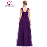 Grace Karin Evening Dress Soft Tulle Purple Elegant Long Formal Evening Gowns Backless Empire Waist Dinner Dresses Party Fashion Grace Karin Evening Dress Soft Tulle Purple Elegant Long Formal Evening Gowns Backless Empire Waist Dinner Dresses Party Fashion
