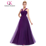 Grace Karin Evening Dress Soft Tulle Purple Elegant Long Formal Evening Gowns Backless Empire Waist Dinner Dresses Party Fashion Grace Karin Evening Dress Soft Tulle Purple Elegant Long Formal Evening Gowns Backless Empire Waist Dinner Dresses Party Fashion