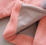 Girl Coat Cute Rabbit Ear Hoodies Winter Warm Kids Jacket Outerwear Children Clothing Baby Tops 2 Colors