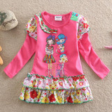 Girl children long-sleeved dress 2017 special offer clearance cotton embroidery flower dress for girls wearing baby dress L195