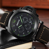 GIMTO Watch Men Luxury Brand Quartz Watch Military Sport Chronograph Watches Genuine Leather Men's Wristwatch Relogio Masculino
