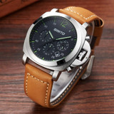 GIMTO Watch Men Luxury Brand Quartz Watch Military Sport Chronograph Watches Genuine Leather Men's Wristwatch Relogio Masculino