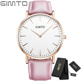 GIMTO luxury Fashion Women's watches quartz watch bracelet wristwatches leather band women dreaa watches