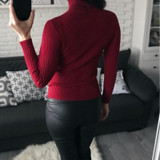 GIGIGO Turtleneck Warm Winter Women Sweater Long Sleeves Thick Knitted Ladys Pullovers Top Soft Elasticity Female Sweater