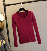 GIGIGO Thick Warm Knitted Women Sweater Autumn Winter Sexy Pullover Sweater High Elasticity V-Neck Soft Female Jumper