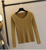 GIGIGO Thick Warm Knitted Women Sweater Autumn Winter Sexy Pullover Sweater High Elasticity V-Neck Soft Female Jumper GIGIGO Thick Warm Knitted Women Sweater Autumn Winter Sexy Pullover Sweater High Elasticity V-Neck Soft Female Jumper