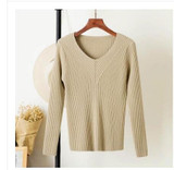 GIGIGO Thick Warm Knitted Women Sweater Autumn Winter Sexy Pullover Sweater High Elasticity V-Neck Soft Female Jumper GIGIGO Thick Warm Knitted Women Sweater Autumn Winter Sexy Pullover Sweater High Elasticity V-Neck Soft Female Jumper