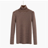 GIGIGO Autumn Winter Turtleneck Sweater Women Fashion Knitted Casual Pullover Long Sleeves Elasticity Femme jumper
