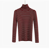 GIGIGO Autumn Winter Turtleneck Sweater Women Fashion Knitted Casual Pullover Long Sleeves Elasticity Femme jumper
