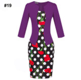 Gift Sashes Womens Elegant Belted Tartan Wear to Work Business Dress Lady Autumn Long Sleeve Plaid Office Pencil Dress Plus Size