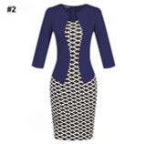 Gift Sashes Womens Elegant Belted Tartan Wear to Work Business Dress Lady Autumn Long Sleeve Plaid Office Pencil Dress Plus Size