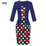 Gift Sashes Womens Elegant Belted Tartan Wear to Work Business Dress Lady Autumn Long Sleeve Plaid Office Pencil Dress Plus Size