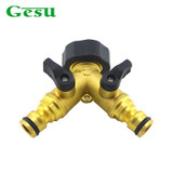 Gesu Brass Hose Pipe Splitter 2 Way Quick Connector Adaptor Y Shape Garden Tap Garden Tap for Irrigation EN Standard 7406YFQ-W2