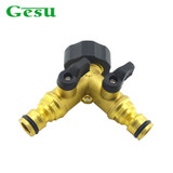 Gesu Brass Hose Pipe Splitter 2 Way Quick Connector Adaptor Y Shape Garden Tap Garden Tap for Irrigation EN Standard 7406YFQ-W2