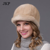 Genuine Winter 2015 Mink Fur Hat cap in women clothing Fur Headdress Warm Fashion Cap Hats Headgear