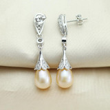 Genuine wedding freshwater pearl earrings for women,fashion natural pearl earrings 925 silver jewelry mom trendy best gift white