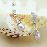 Genuine wedding freshwater pearl earrings for women,fashion natural pearl earrings 925 silver jewelry mom trendy best gift white