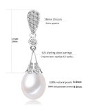 Genuine wedding freshwater pearl earrings for women,fashion natural pearl earrings 925 silver jewelry mom trendy best gift white