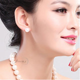 Genuine stud freshwater pearl earrings for women,white natural pearl earrings 925 silver girl best gift anniversary wedding gift