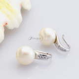 Genuine Natural Pearl earrings for women,freshwater white pearl earrings 925 silver earrings jewelry daughter birthday gift