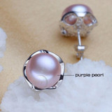 Genuine natural pearl earrings for women wedding black pearl earrings 925 sterling silver jewelry girl best birthday gift white