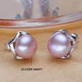 Genuine natural pearl earrings for women wedding black pearl earrings 925 sterling silver jewelry girl best birthday gift white