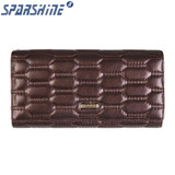 Genuine Leather Women Wallet Cowhide Purse Women Long Plaid Wallets Brand Designer Zipper Hasp Clutch Wallet Female Card Holder