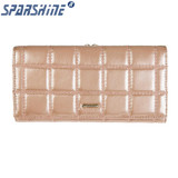 Genuine Leather Women Wallet Cowhide Purse Women Long Plaid Wallets Brand Designer Zipper Hasp Clutch Wallet Female Card Holder