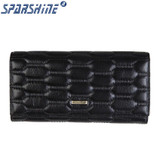 Genuine Leather Women Wallet Cowhide Purse Women Long Plaid Wallets Brand Designer Zipper Hasp Clutch Wallet Female Card Holder