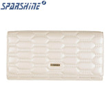 Genuine Leather Women Wallet Cowhide Purse Women Long Plaid Wallets Brand Designer Zipper Hasp Clutch Wallet Female Card Holder