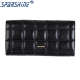 Genuine Leather Women Wallet Cowhide Purse Women Long Plaid Wallets Brand Designer Zipper Hasp Clutch Wallet Female Card Holder