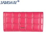 Genuine Leather Women Wallet Cowhide Purse Women Long Plaid Wallets Brand Designer Zipper Hasp Clutch Wallet Female Card Holder