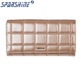 Genuine Leather Women Wallet Cowhide Purse Women Long Plaid Wallets Brand Designer Zipper Hasp Clutch Wallet Female Card Holder