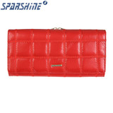 Genuine Leather Women Wallet Cowhide Purse Women Long Plaid Wallets Brand Designer Zipper Hasp Clutch Wallet Female Card Holder