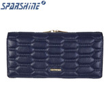 Genuine Leather Women Wallet Cowhide Purse Women Long Plaid Wallets Brand Designer Zipper Hasp Clutch Wallet Female Card Holder