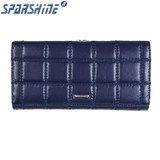 Genuine Leather Women Wallet Cowhide Purse Women Long Plaid Wallets Brand Designer Zipper Hasp Clutch Wallet Female Card Holder