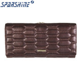 Genuine Leather Women Wallet Cowhide Purse Women Long Plaid Wallets Brand Designer Zipper Hasp Clutch Wallet Female Card Holder