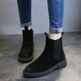 Genuine Leather Women Chelsea Boots Brand Winter Warm Short Ankle Boots Plus Size Platform Single Flats Martin Shoes Woman 30