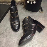 genuine leather women boots high pumps luxury designer brand boots medal chain fashional lady boots really cow leather