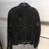 Genuine Leather Sheepskin Jacket Women Spring Autumn Rivet Real Leather Coat Fashion Bright Color Single Leather Jacket Female