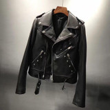 Genuine Leather Jacket Women Real Sheepskin Leather Jacket Rivet Motorcycle Biker Lady Coat Female Natural Sheep Leather Jacket