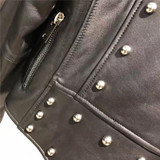 Genuine Leather Jacket Women Real Sheepskin Leather Jacket Rivet Motorcycle Biker Lady Coat Female Natural Sheep Leather Jacket