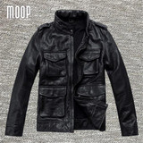 Genuine leather jacket coat in black men cow leather motorcycle jackets chaqueta moto hombre veste cuir homme cappotto LT1194