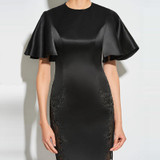 Dressv black cocktail dress elegant scoop neck appliques zipper up short sleeves wedding party formal dress cocktail dresses